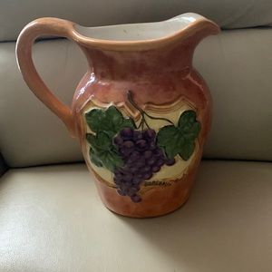 Ceramic Wine / grapes decoration design large Pitcher